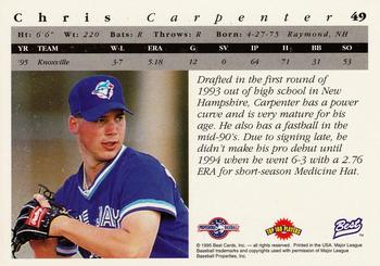 1995 Best #49 Chris Carpenter Back