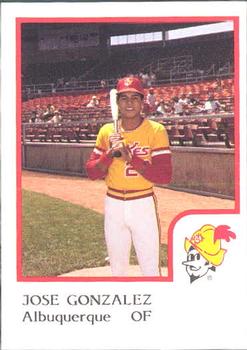 1986 ProCards Albuquerque Dukes #9 Jose Gonzalez Front