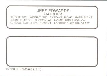 1986 ProCards Auburn Astros #8 Jeff Edwards Back