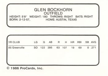 1986 ProCards Buffalo Bisons #NNO Glen Bockhorn Back