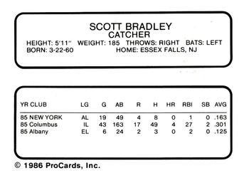 1986 ProCards Buffalo Bisons #NNO Scott Bradley Back