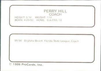 1986 ProCards Daytona Beach Islanders #12 Perry Hill Back