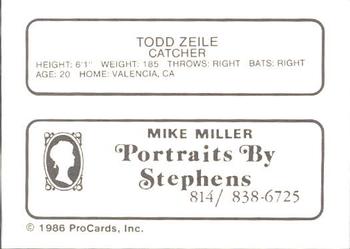 1986 ProCards Erie Cardinals #NNO Todd Zeile Back