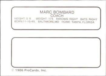 1986 ProCards Florida State League All-Stars #9 Marc Bombard Back