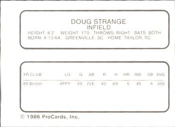 1986 ProCards Florida State League All-Stars #45 Doug Strange Back