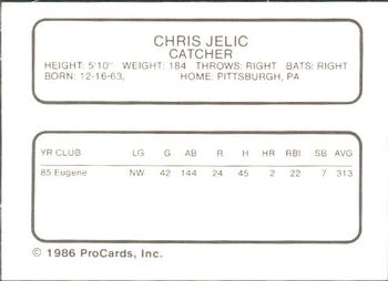 1986 ProCards Ft. Myers Royals #NNO Chris Jelic Back