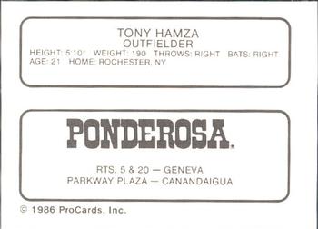 1986 ProCards Geneva Cubs #8 Tony Hamza Back