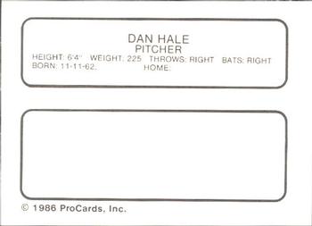 1986 ProCards Greensboro Hornets #10 Dan Hale Back