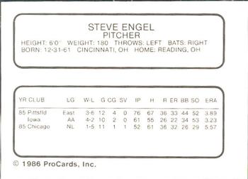 1986 ProCards Iowa Cubs #10 Steve Engel Back