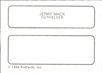1986 ProCards Kenosha Twins #14 Jerry Mack Back