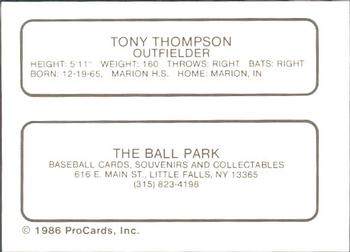 1986 ProCards Little Falls Mets #NNO Tony Thompson Back