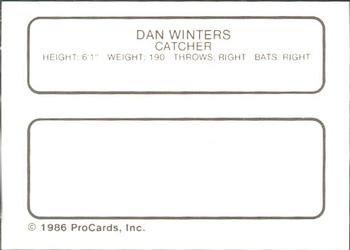 1986 ProCards Lynchburg Mets #NNO Dan Winters Back