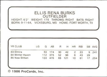 1986 ProCards New Britain Red Sox #NNO Ellis Burks Back