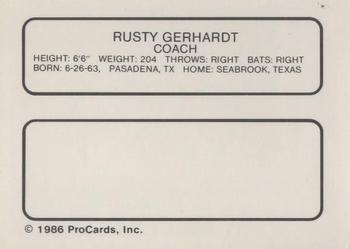 1986 ProCards Oklahoma City 89ers #7 Rusty Gerhardt Back