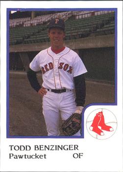 1986 ProCards Pawtucket Red Sox #NNO Todd Benzinger Front