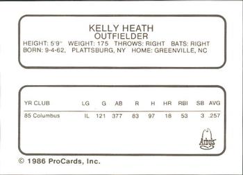 1986 ProCards Richmond Braves #9 Kelly Heath Back