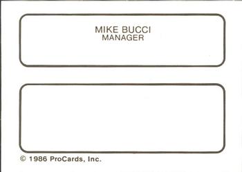 1986 ProCards Salem Red Birds #2 Mike Bucci Back
