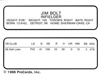 1986 ProCards San Jose Bees #5 James Bolt Back