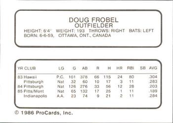 1986 ProCards Tidewater Tides (Mets Logo) #NNO Doug Frobel Back
