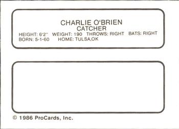 1986 ProCards Vancouver Canadians #19 Charlie O'Brien Back