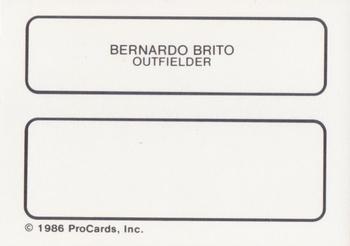 1986 ProCards Waterbury Indians #5 Bernardo Brito Back