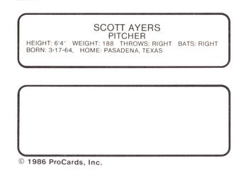 1986 ProCards West Palm Beach Expos #3 Scott Ayers Back