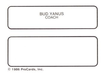 1986 ProCards West Palm Beach Expos #28 Bud Yanus Back