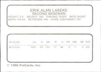 1986 ProCards Winter Haven Red Sox #NNO Eric Laseke Back