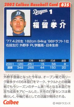 2002 Calbee #035 Kosuke Fukudome Back