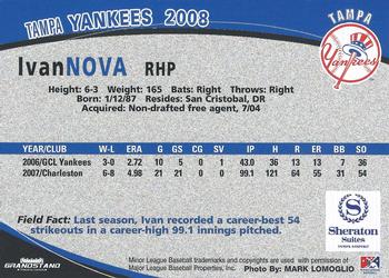2008 Grandstand Tampa Yankees #21 Ivan Nova Back
