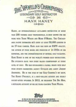 2012 Topps Allen & Ginter #245 Hank Haney Back