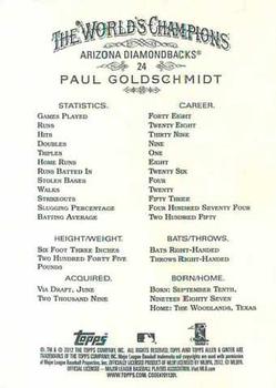 2012 Topps Allen & Ginter #24 Paul Goldschmidt Back