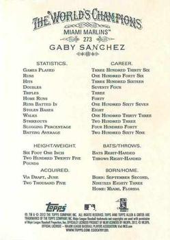 2012 Topps Allen & Ginter #273 Gaby Sanchez Back