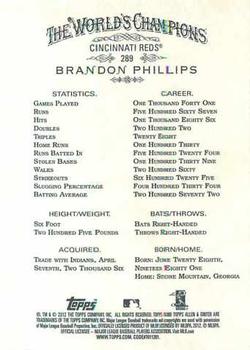 2012 Topps Allen & Ginter #289 Brandon Phillips Back