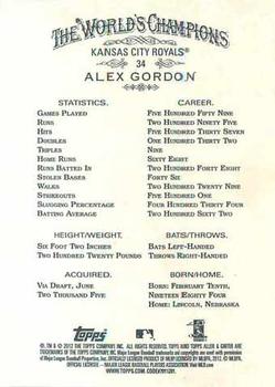 2012 Topps Allen & Ginter #34 Alex Gordon Back