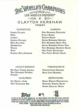 2012 Topps Allen & Ginter #41 Clayton Kershaw Back