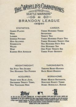 2012 Topps Allen & Ginter #44 Brandon League Back