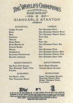 2012 Topps Allen & Ginter #82 Giancarlo Stanton Back