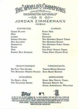 2012 Topps Allen & Ginter #73 Jordan Zimmermann Back