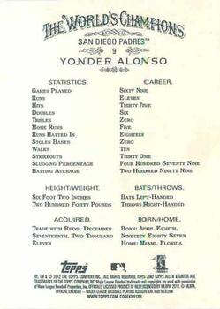 2012 Topps Allen & Ginter #9 Yonder Alonso Back