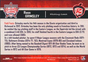 2012 Grandstand Eastern League All-Stars Western Division #NNO Ross Grimsley Back