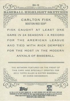 2012 Topps Allen & Ginter - Baseball Highlights Sketches #BH-19 Carlton Fisk Back