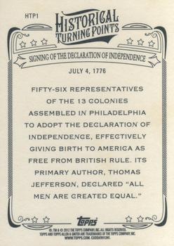 2012 Topps Allen & Ginter - Historical Turning Points #HTP1 Signing of Declaration of Independence Back