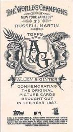 2012 Topps Allen & Ginter - Mini A & G Back #310 Russell Martin Back