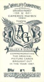 2012 Topps Allen & Ginter - Mini A & G Back #52 Cameron Maybin Back