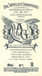 2012 Topps Allen & Ginter - Mini A & G Back #336 Gio Gonzalez Back