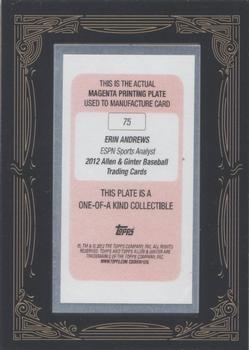 2012 Topps Allen & Ginter - Mini Framed Printing Plates Magenta #75 Erin Andrews Back