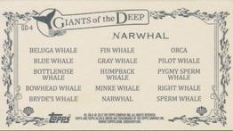 2012 Topps Allen & Ginter - Mini Giants of the Deep #GD-4 Narwhal Back