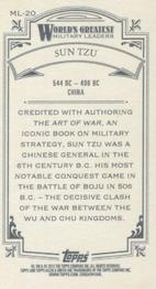 2012 Topps Allen & Ginter - Mini World's Greatest Military Leaders #ML-20 Sun Tzu Back