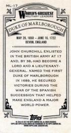 2012 Topps Allen & Ginter - Mini World's Greatest Military Leaders #ML-17 Duke of Marlborough Back